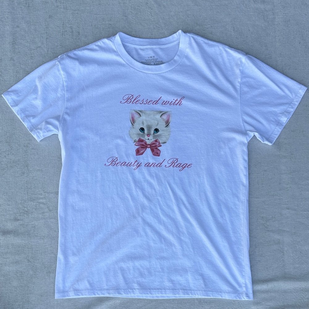 Beauty and Rage Kitten Graphic Tee White Size L